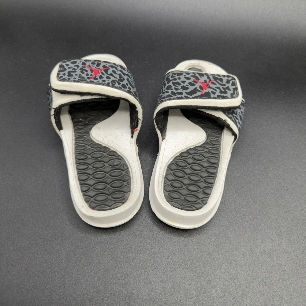 Jordan Hydro 2 Elephant Print Slide Sandals Toddler 8C White Grey Red Athletic